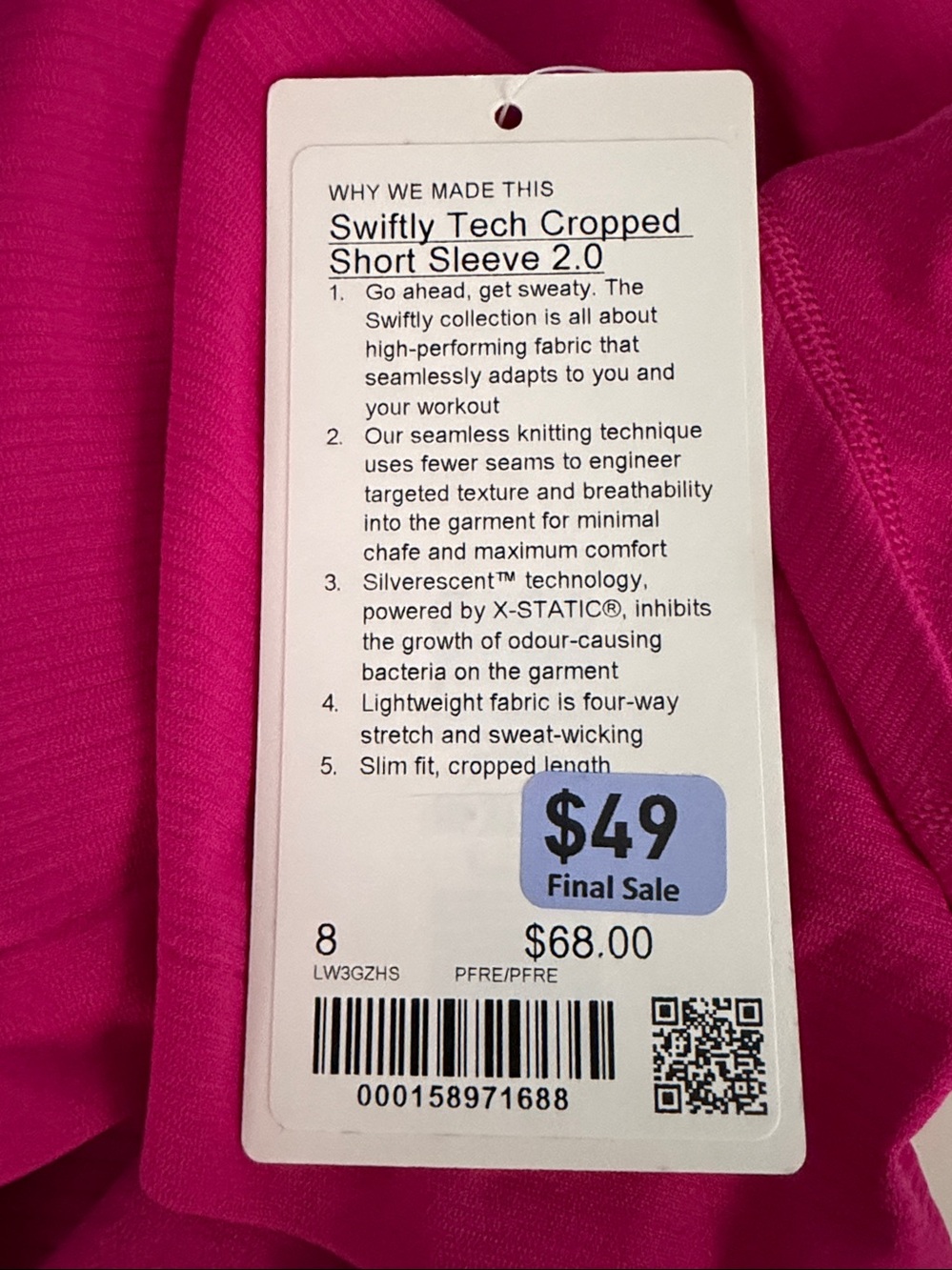 Lululemon - Swiftly Tech Cropped Short Sleeve 2.0 - Size 8 - NWT - Picture 5 of 7
